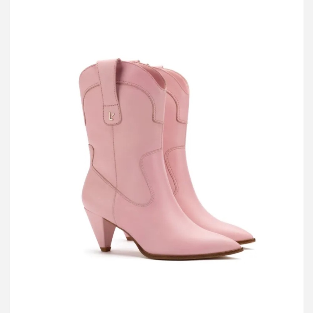 Larroude X LoveShackFancy Ballerina Pink Heeled Boots 9.5 ‘Thelma Boot’